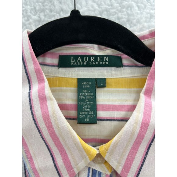 LRL Ralph Lauren Mens Button Front Shirt Multicolor Striped Long Sleeve L - Picture 8 of 8